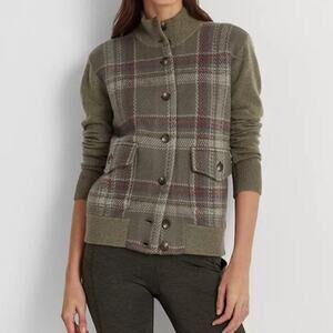 Lauren Ralph Lauren Wool Blend Plaid Sweater Womens Size XXL Long Sleeves Top